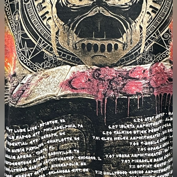 Iron Maiden The Book Of Souls US Tour 2017 T-Shirt Black Band Tee Men’s Large - Picture 10 of 11